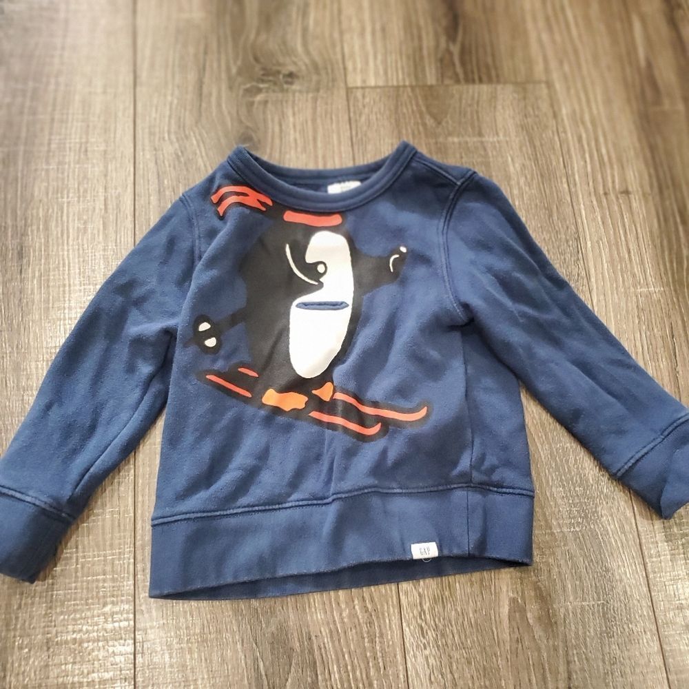 Boys Sweater Size 3T GAP Kids Blue Penguin Shirt